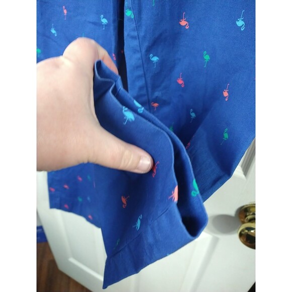 Talbots Woman 8 Blue Chino Pants Flamingo Print Cropped Preppy Academia Casual - Picture 8 of 10